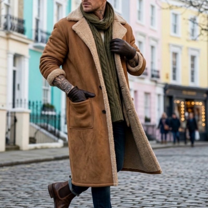 Street Fashion England - 2026 Winter Long Coat Grab Fleecy