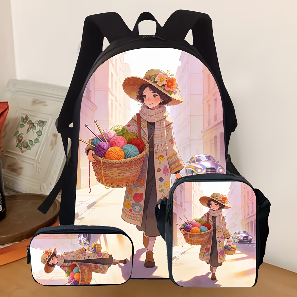 3pcs 2D Flat Backpack Three-Pi – Street Fashion China Beautiful Girls recenzja i cena