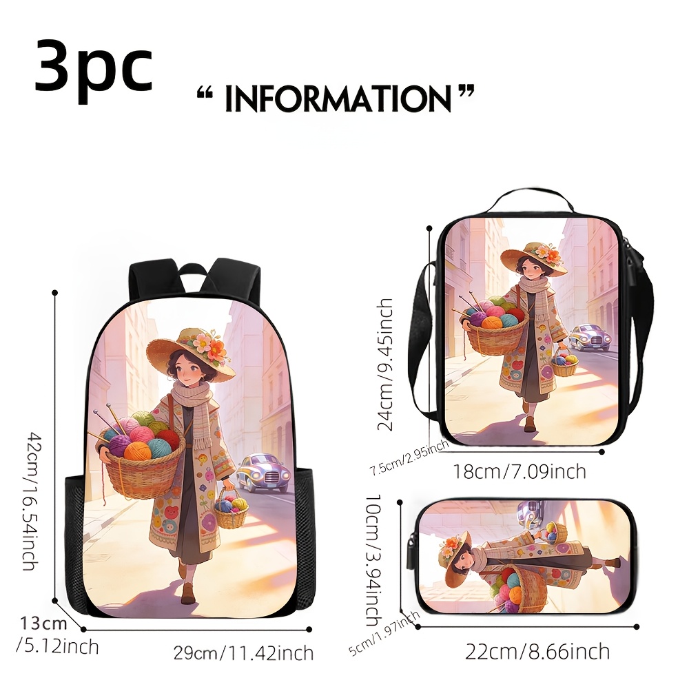 3pcs 2D Flat Backpack Three-Pi – Street Fashion China Beautiful Girls recenzja i cena