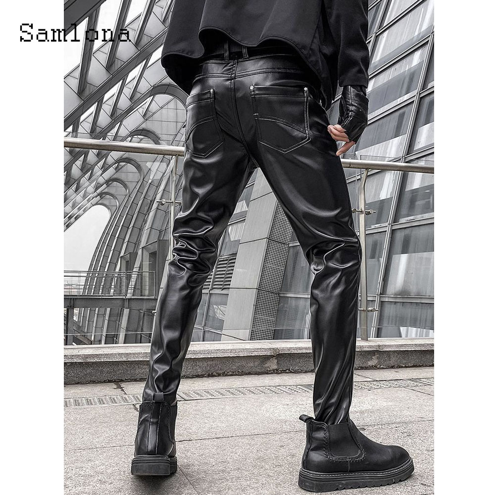 Men's Rock Style PU Leather Pa – Street Fashion Dance recenzja i cena