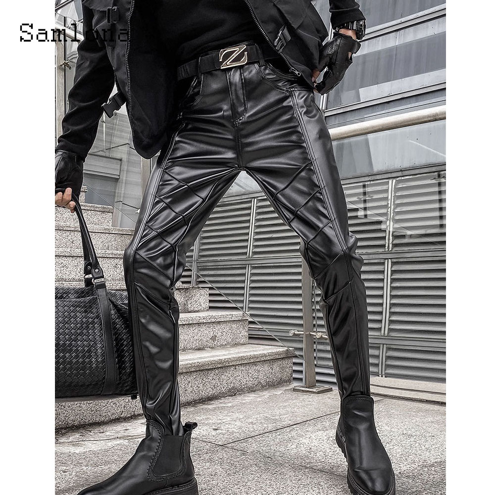 Men's Rock Style PU Leather Pa – Street Fashion Dance recenzja i cena