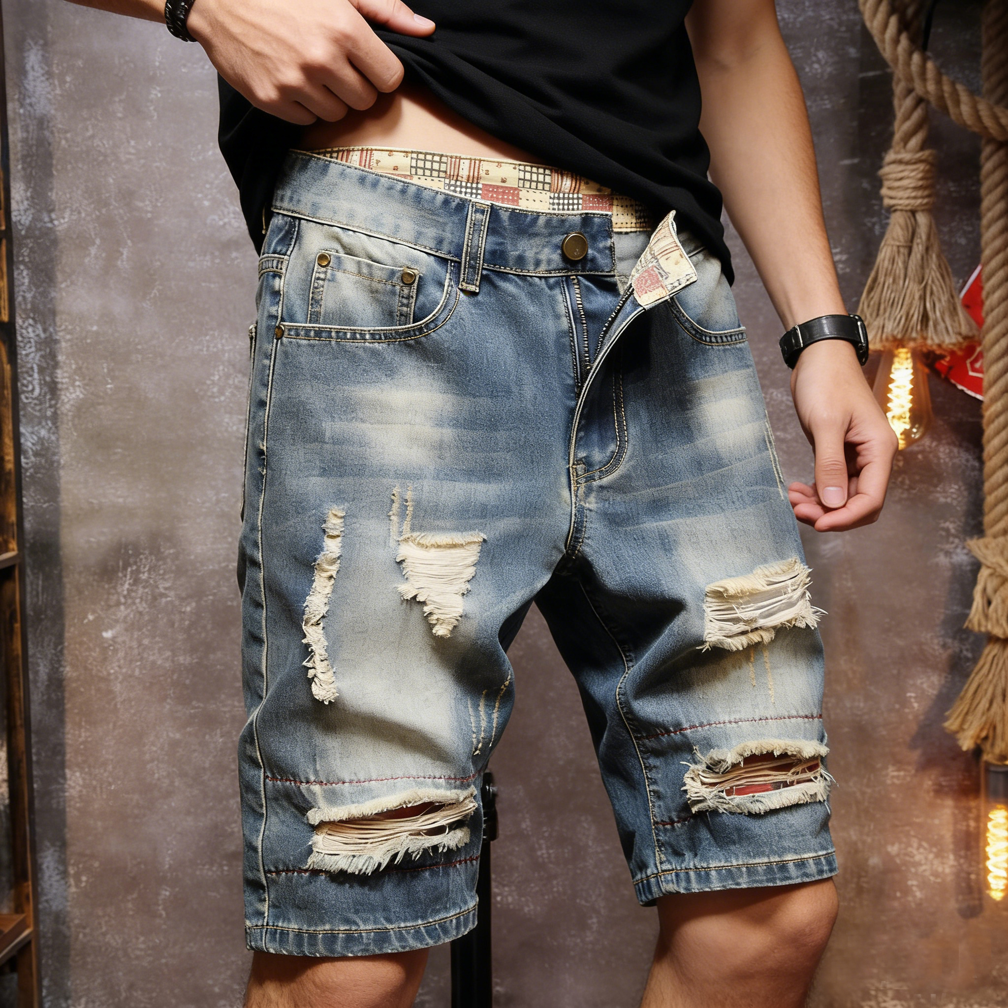 Men's new vintage-style distre – Street Fashion England recenzja i cena