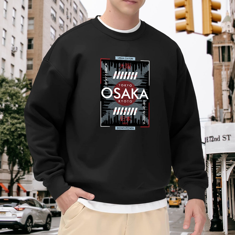 Men's Black Crew Neck Pullover – Street Fashion Osaka recenzja i cena