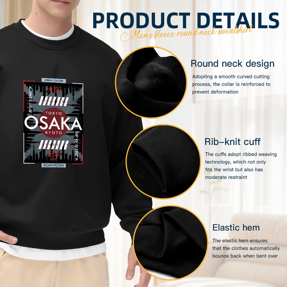 Men's Black Crew Neck Pullover – Street Fashion Osaka recenzja i cena