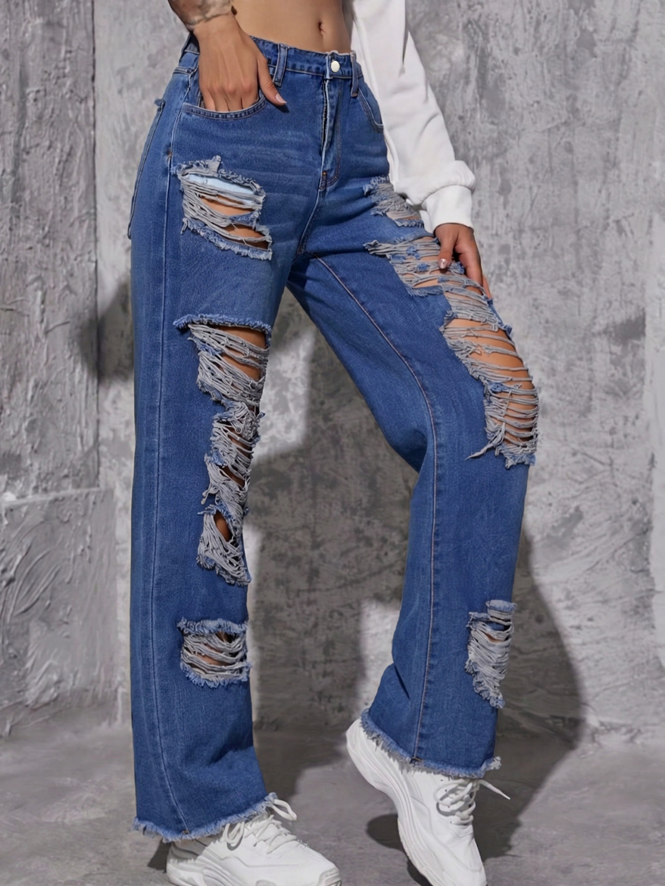 Trendy Women's Ripped Jeans Pa – Street Fashion Reviews recenzja i cena