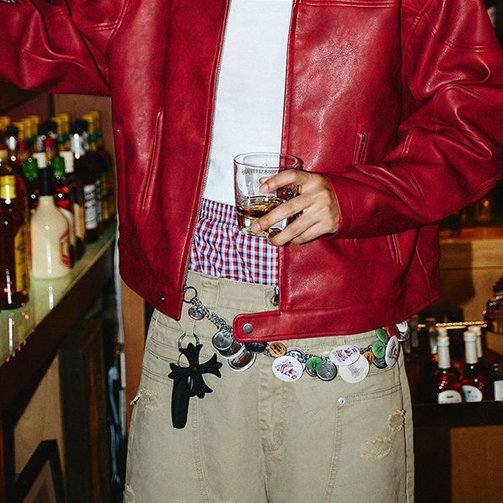 Men's Red Long-Sleeved  Leathe – Street Fashion Trends 2026 recenzja i cena