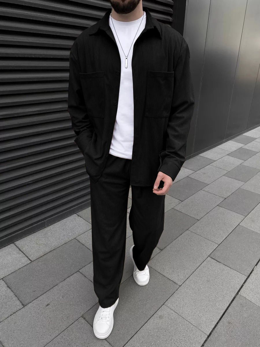 Men's corduroy two-piece outfi – Street Fashion For Man recenzja i cena