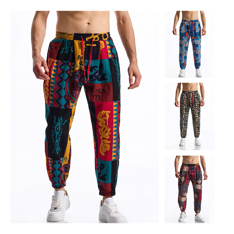 Men's Boho Tribal Print Linen  – Running Pant Jogger recenzja i cena