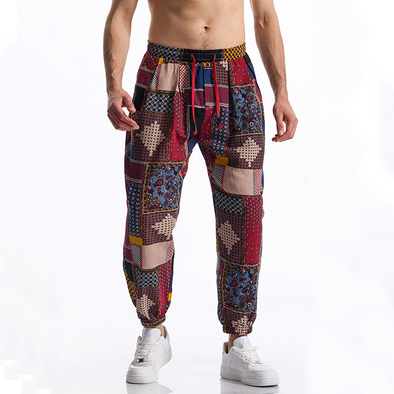 Men's Boho Tribal Print Linen  – Running Pant Jogger recenzja i cena