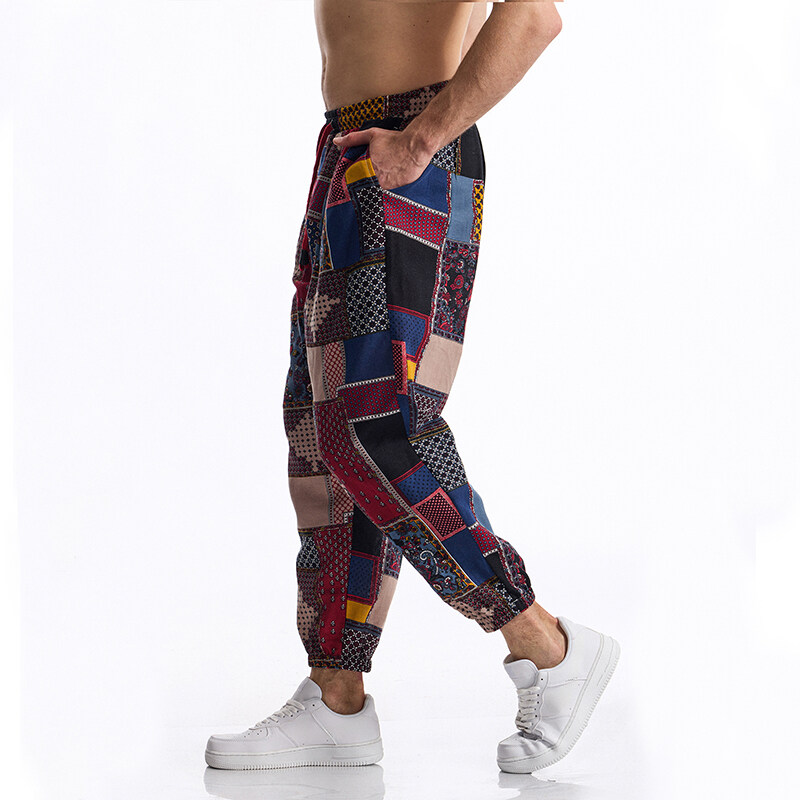 Men's Boho Tribal Print Linen  – Running Pant Jogger recenzja i cena