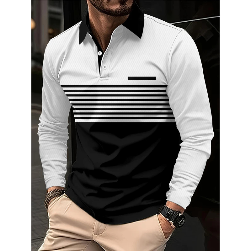 Striped pattern printed polo s – Street Fashion England recenzja i cena