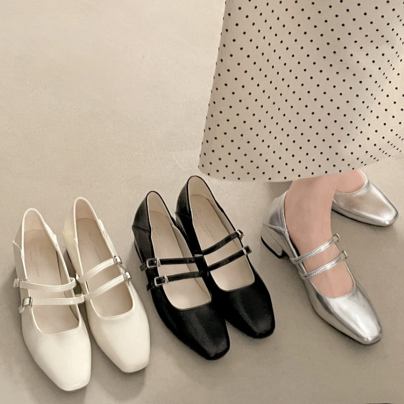 Square Toe Low Heel Women Silv – Street Fashion Lady recenzja i cena