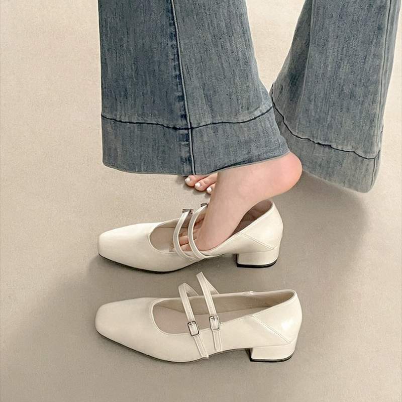 Square Toe Low Heel Women Silv – Street Fashion Lady recenzja i cena