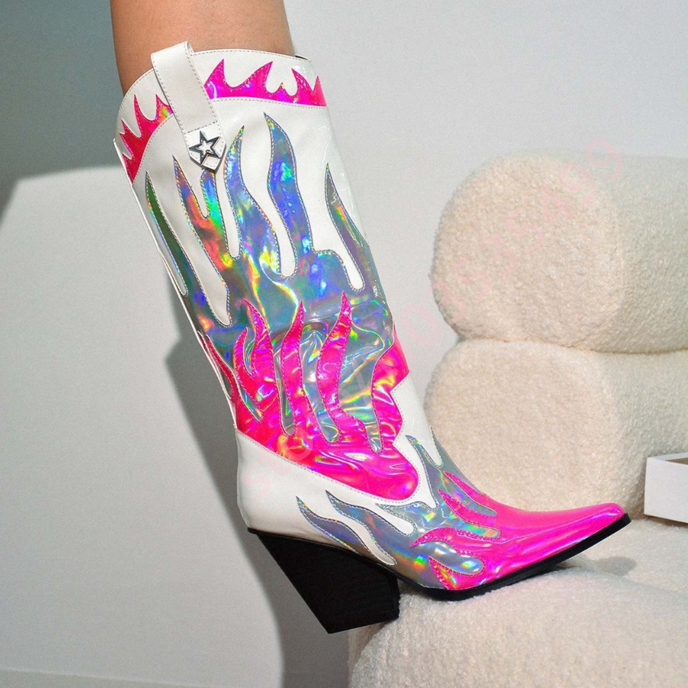 Mixed Color Pointed Thick Heel – Street Fashion Kids recenzja i cena