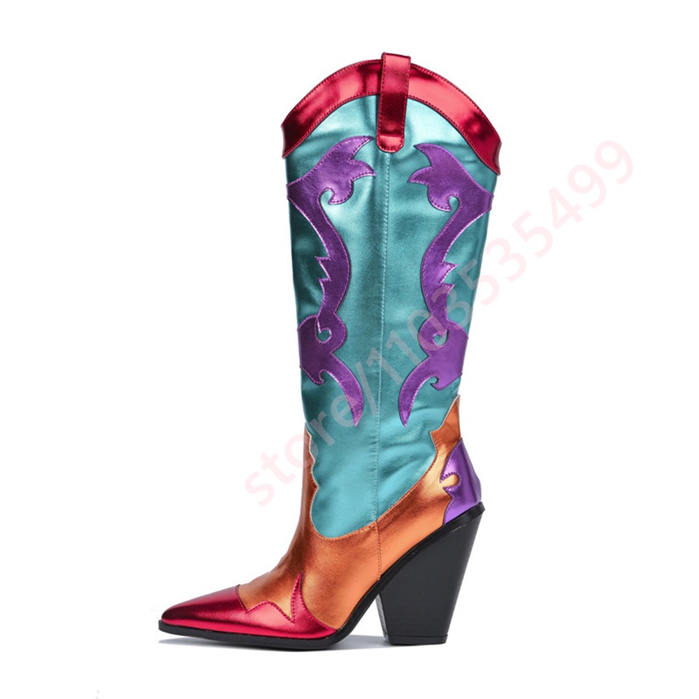 Mixed Color Pointed Thick Heel – Street Fashion Kids recenzja i cena