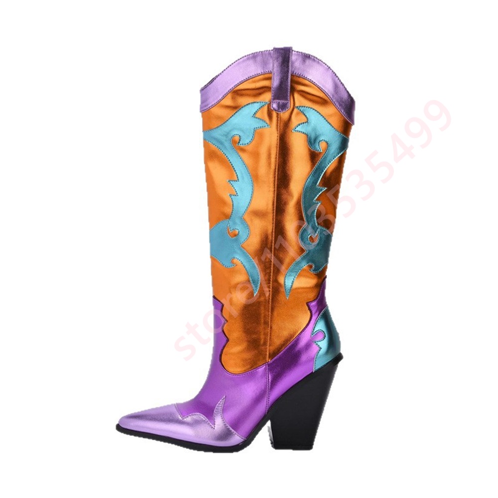 Mixed Color Pointed Thick Heel – Street Fashion Kids recenzja i cena