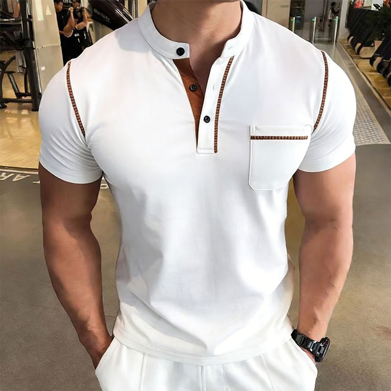 New Summer Men's Henry Collar  – Street Fashion For Man recenzja i cena